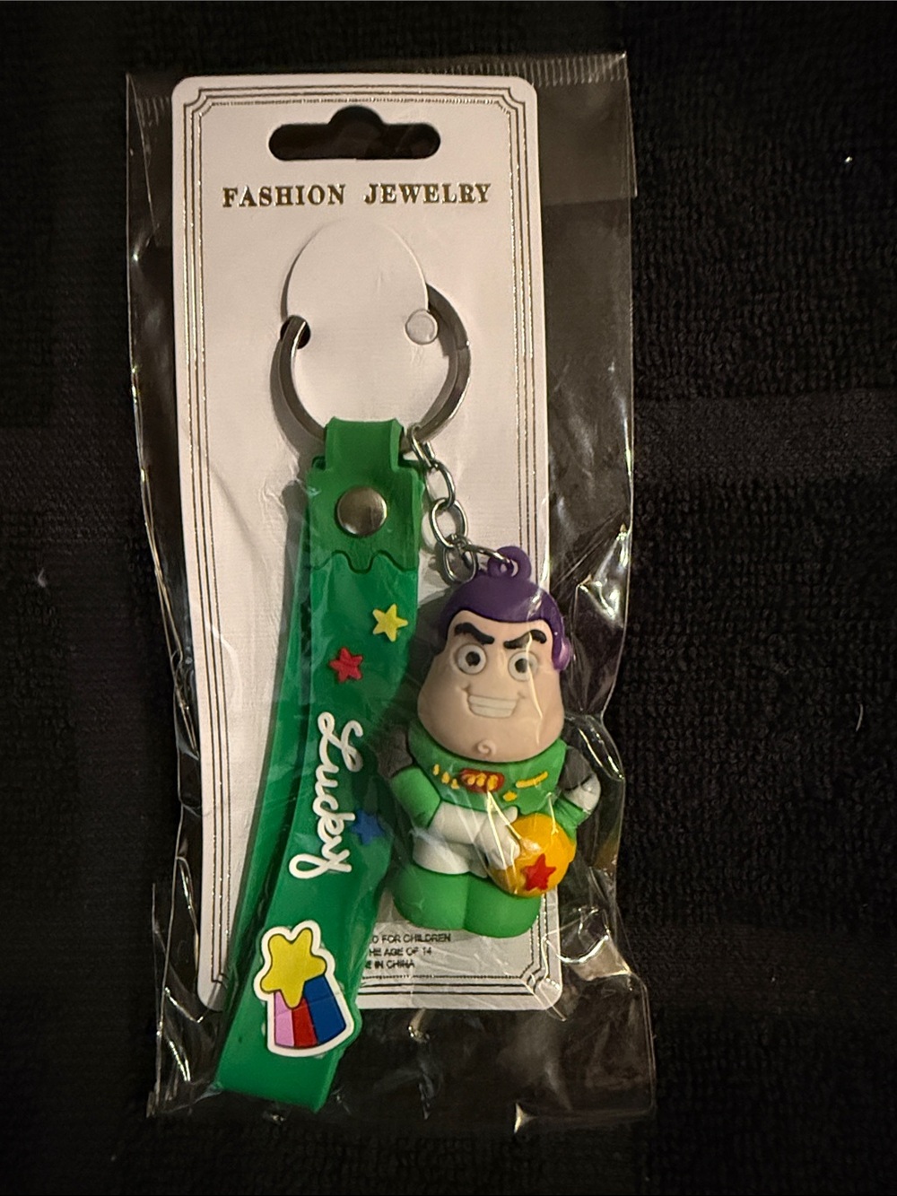 Lucky Brand Green Character Keychain with Purple Hair Charm